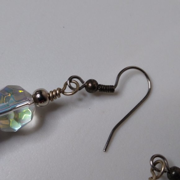 Vintage Glass Bead Metal Scissors Dangle Earrings - Picture 6 of 15